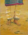 Messing am Bein der Bororo-Frau, 1995, 71x90cm, Mischtechnik auf Packpapier